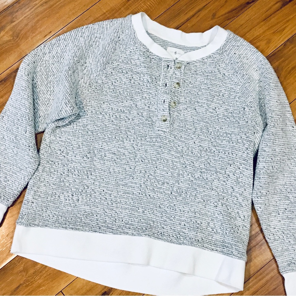 Lou Grey loungewear sweatshirt top shirt gray white cozy athleisure large
